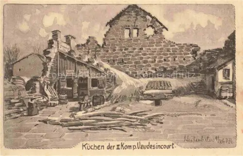 AK / Ansichtskarte Vaudesincourt REIMS 51 Marne Kuechen der II. Kompanie Kuenstlerkarte Feldpost