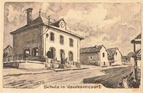 AK / Ansichtskarte Vaudesincourt REIMS 51 Marne Schule Kuenstlerkarte Feldpost