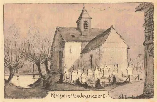 AK / Ansichtskarte Vaudesincourt REIMS 51 Marne Kirche Kuenstlerkarte Feldpost