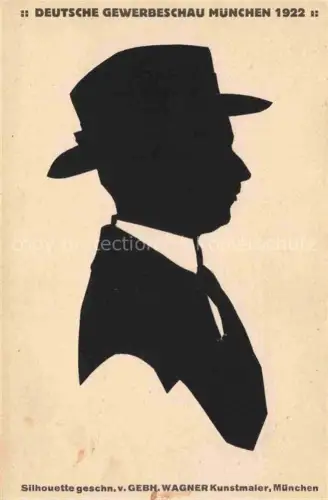 AK / Ansichtskarte MueNCHEN Deutsche Gewerbeschau Scherenschnitt Silhouette