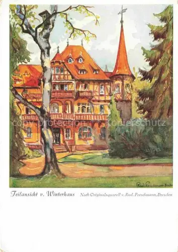 AK / Ansichtskarte Bad Liebenstein Thueringen Sanatorium Liebenstein Kuenstlerkarte Original-Aquarell Rud Poeschmann