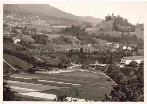 AK / Ansichtskarte Rorbas Buelach ZH Panorama Schwimmbad Heerensteg mit Burgruine Freienstein