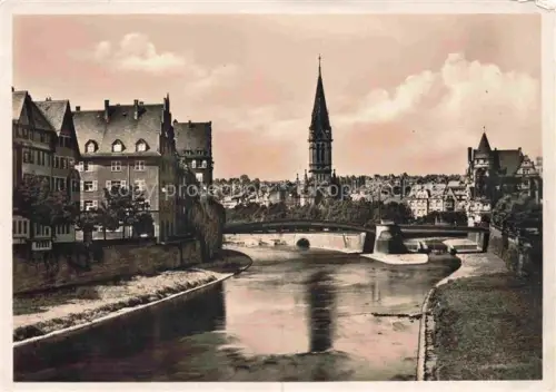 AK / Ansichtskarte PFORZHEIM BW Zusammenfluss von Enz und Nagold bei der Auerbruecke Stadtkirche