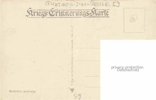 AK / Ansichtskarte Quesnoy--sur-Deule LILLE 59 Nord Deutsche Heldengraeber Kriegs-Erinnerungskarte