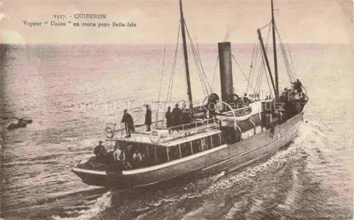 AK / Ansichtskarte QUIBERON Lorient 56 Morbihan Vapuer Union en route pour Belle-Isle