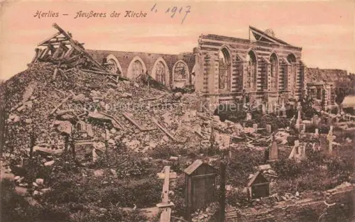 AK / Ansichtskarte Herlies LILLE 59 Nord Kirche Eglise Ruines Grande Guerre Truemmer 1. Weltkrieg