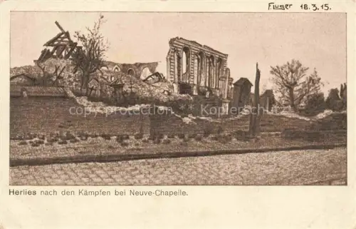 AK / Ansichtskarte Herlies LILLE 59 Nord nach den Kaempfen bei Neuve-Chapelle Ruines Grande Guerre Truemmer 1. Weltkrieg