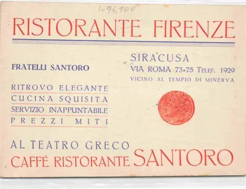 AK / Ansichtskarte SIRACUSA Syrakus Sicilia IT Ristorante Firenze