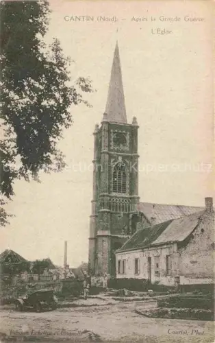 AK / Ansichtskarte Cantin DOUAI 59 Nord Eglise après la Grande Guerre Ruines Truemmer 1. Weltkrieg