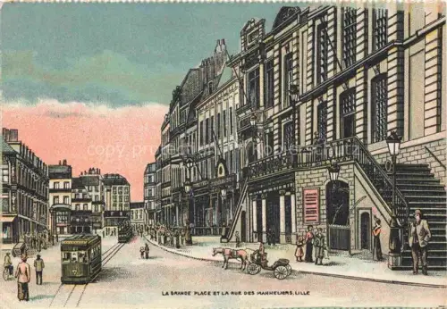 AK / Ansichtskarte LILLE 59 Nord La Grande Place et la Rue des Manneliens Litho Feldpost