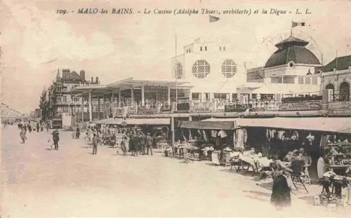 AK / Ansichtskarte Malo-les-Bains Dunkerque 59 Nord Le Casino Architecte Adolphe Thiers et la digue