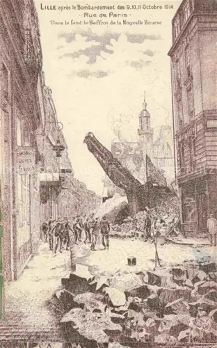 AK / Ansichtskarte LILLE 59 Nord Après le bombardement de Octobre 1914 Rue de Paris Ruines Grande Guerre Truemmer 1. Weltkrieg Kuenstlerkarte