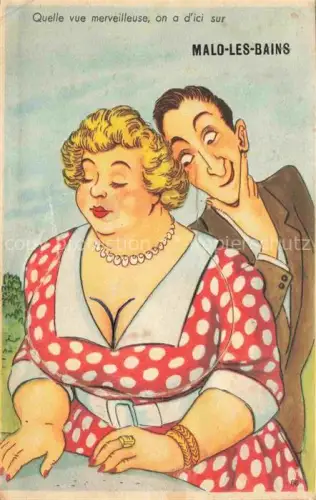 AK / Ansichtskarte Malo-les-Bains Dunkerque 59 Nord Quelle vue merveilleuse, on a d'ici sur Malo-les-Bains Karikatur Kuenstlerkarte