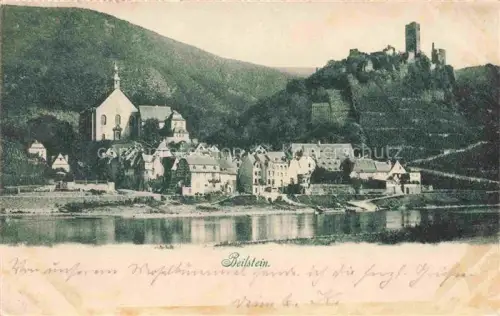 AK / Ansichtskarte Beilstein Mosel Rheinland-Pfalz Uferpartie an der Mosel Ansicht mit Kirche Burgruine