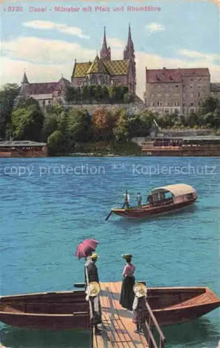 AK / Ansichtskarte BASEL BS Muenster mit Pfalz und Rheinfaehre