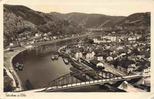 AK / Ansichtskarte Tetschen-Bodenbach Boehmen DECIN CZ Panorama Elbebruecke