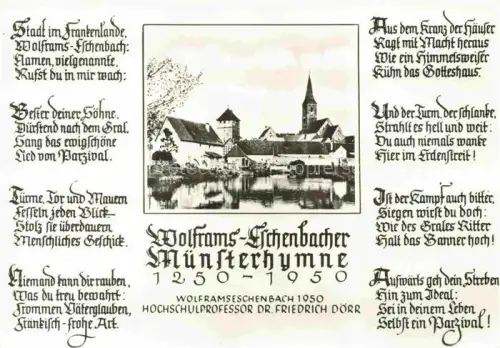 AK / Ansichtskarte Wolframs-Eschenbach Ortsansicht mit Kirche Muensterhymne
