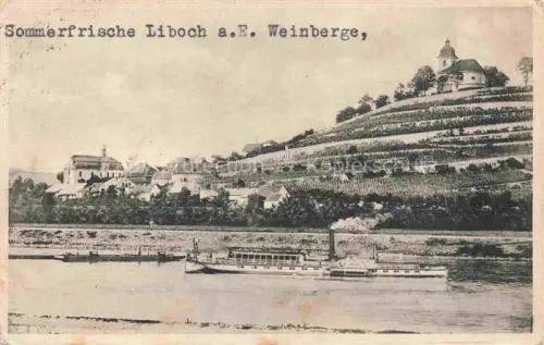 AK / Ansichtskarte Liboch Libechov Melnik CZ Panorama Dampfer Weinberge Kirche Sommerfrische