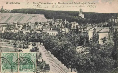 AK / Ansichtskarte WIESBADEN Nero-Tal-Anlagen mit Neroberg und griechischer Kapelle
