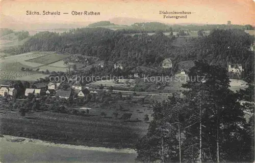 AK / Ansichtskarte Oberrathen Ober-Rathen Rathen Saechsische Schweiz Panorama Saechsische Schweiz Diakonissenhaus Felsengrund