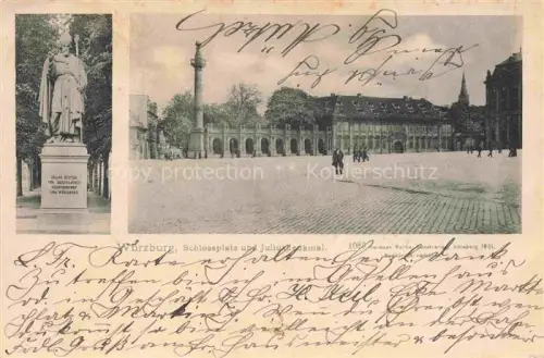 AK / Ansichtskarte WueRZBURG Bayern Schlossplatz Juliusdenkmal