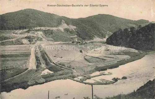 AK / Ansichtskarte Waldeck  Edersee Hessen Wasser-Staubecken-Baustelle der Edertalsperre