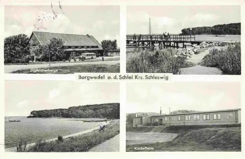 AK / Ansichtskarte Borgwedel Schleswig-Holstein Jugendherberge Strand Seebruecke Kinderheim