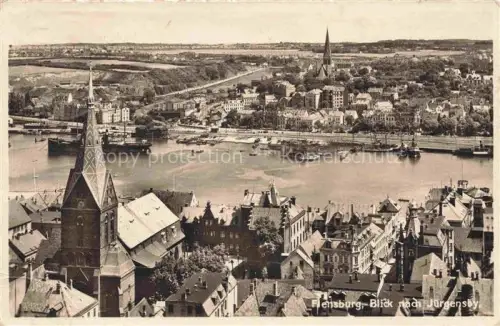 AK / Ansichtskarte FLENSBURG  Flensborg Schleswig-Holstein Panorama Hafen Blick nach Juergensby Grenzstadt der Nordmark