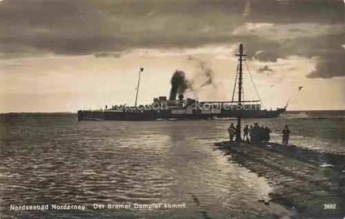 AK / Ansichtskarte NORDERNEY Nordseebad Ankunft des Bremer Dampfers