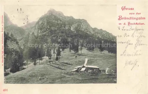 AK / Ansichtskarte Bruendlingalm 1161m Hochfelln Chiemgau Bayern Berghaus mit dem Hochfellen