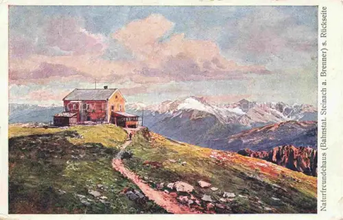 AK / Ansichtskarte Steinach Brenner Tirol AT Naturfreundehaus Berghaus Alpenpanorama Kuenstlerkarte