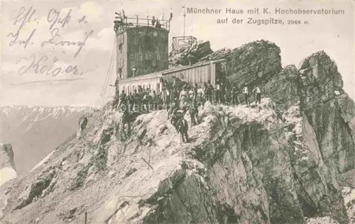 AK / Ansichtskarte Muenchner Haus 2964m Zugspitze Bayern Berghaus mit Hochobservatorium auf der Zugspitze Feldpost