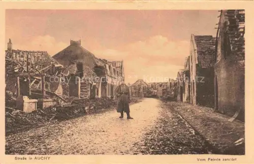 AK / Ansichtskarte Auchy-au-Bois Bethune 62 Pas-de-Calais Strasse vom Feinde zerstoert Ruines Grande Guerre Truemmer 1. Weltkrieg
