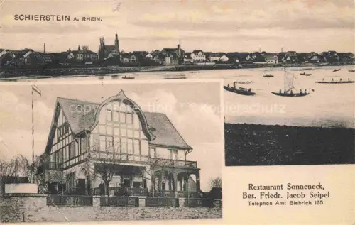 AK / Ansichtskarte Schierstein WIESBADEN Panorama Rhein Restaurant Sonneneck Feldpost