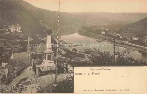 AK / Ansichtskarte Trarbach Traben-Trarbach Mosel Panorama Blick ueber die Mosel Denkmal