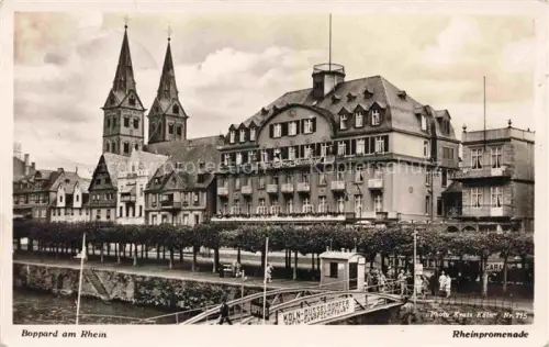 AK / Ansichtskarte Boppard Rhein Rheinland-Pfalz Rheinpromenade Kirchtuerme Hotel Bellevue Rheinhotel