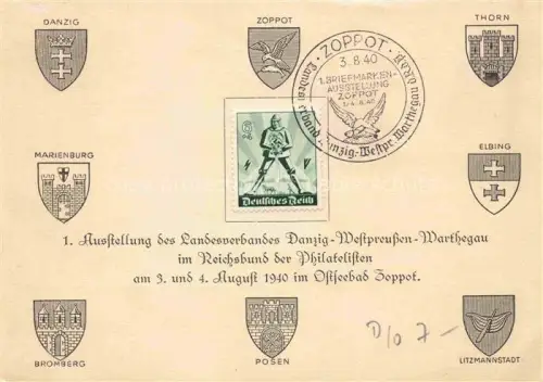 AK / Ansichtskarte Zoppot Sopot PL 1. Ausstellung des Landesverbandes Danzig-Westpreussen-Warthegau im Reichsbund der Philatelisten