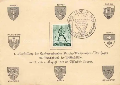 AK / Ansichtskarte Zoppot Sopot PL 1. Ausstellung des Landesverbandes Danzig-Westpreussen-Warthegau im Reichsbund der Philatelisten