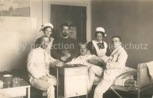 AK / Ansichtskarte Laurahuette Siemianowice Slaskie Katowice Kattowitz PL Lazarett WK1 Kartenspiel  Foto