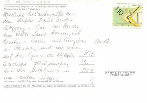 AK / Ansichtskarte Jerusalem  Yerushalayim Israel The Old City seen from the Mt of Olives