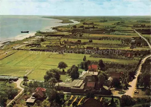 AK / Ansichtskarte Krautsand Drochtersen Niedersachsen Buhrfeinds Hotel Krautsand Fliegeraufnahme
