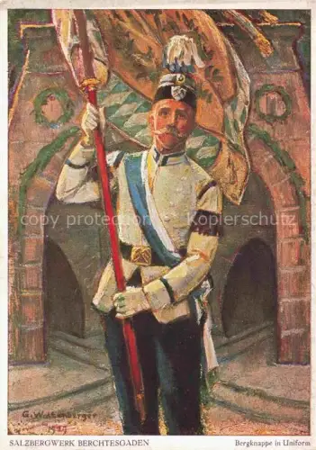 AK / Ansichtskarte BERCHTESGADEN Salzbergwerk Bergknappe in Uniform Kuenstlerkarte