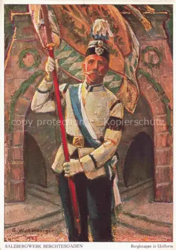 AK / Ansichtskarte BERCHTESGADEN Salzbergwerk Bergknappe in Uniform Kuenstlerkarte