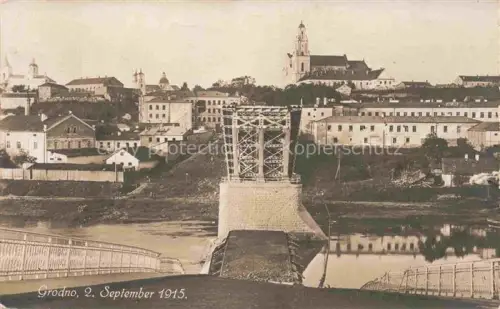 AK / Ansichtskarte GRODNO Hrodna Belarus Bruecke zur Zeit des 1. Weltkrieges Schlacht um Grodno Feldpost