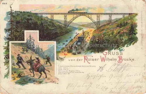 AK / Ansichtskarte Burg Wupper SOLINGEN Kaiser Wilhelm-Bruecke jetzt Muengstener Bruecke Kuenstlerkarte