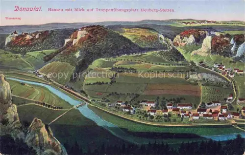 AK / Ansichtskarte Hausen Immendingen Panorama aus der Vogelperspektive Blick auf Truppenuebungsplatz Heuberg-Stetten