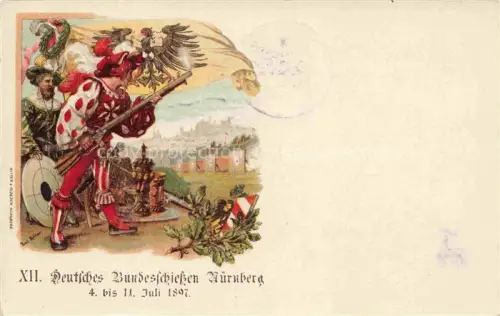 AK / Ansichtskarte NueRNBERG XII. Deutsches Bundesschiessen Juli 1897 Kuenstlerkarte