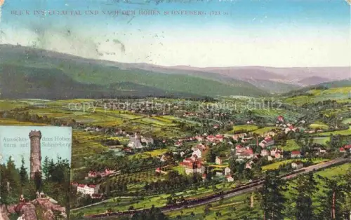 AK / Ansichtskarte Eulautal Hoher Schneeberg Decinsky Sneznik CZ Panorama Blick ins Eulautal und nach dem Hohen Schneeberg Aussichtsturm