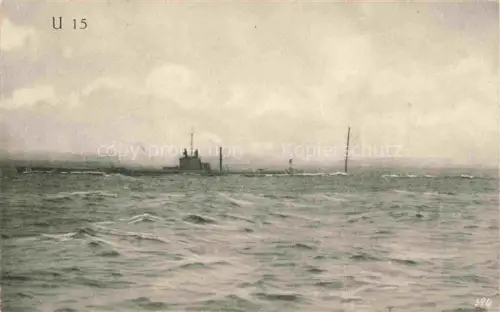 AK / Ansichtskarte Submarine U-Boot Unterseeboot Sous-Marin-- U-Boot U 15 auf hoher See Deutsche Marine-Schiffspost