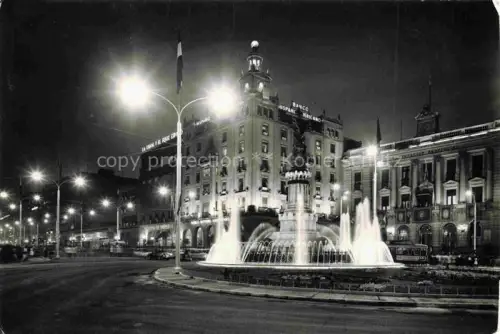 AK / Ansichtskarte ZARAGOZA Saragossa ES Nocturna Plaza de Espana Monumento a los Martires